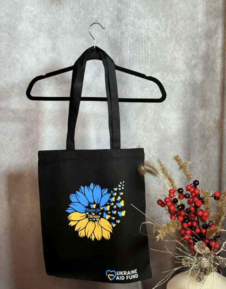 Black tote bag 'Peace'